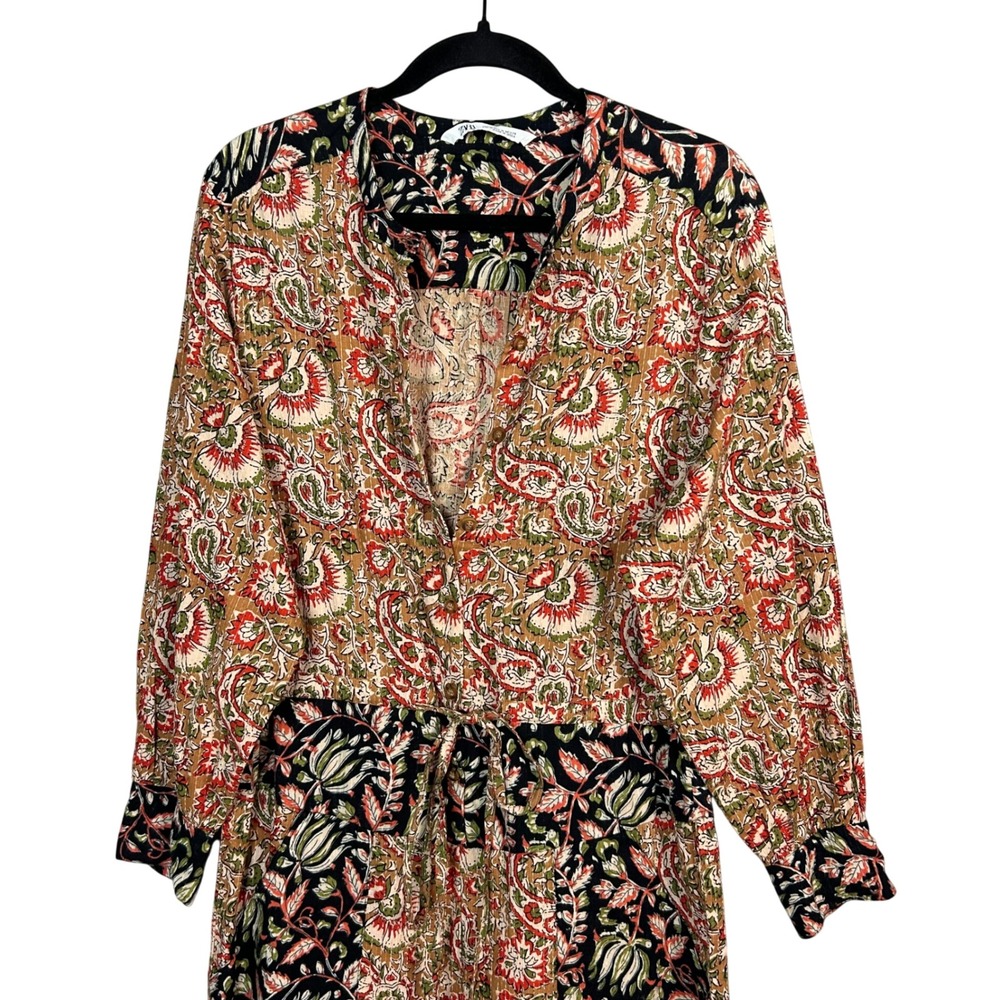 Zara Jumpsuit Medium Kantha India Cottage Floral Block Print Blogger Fav - Picture 3 of 16